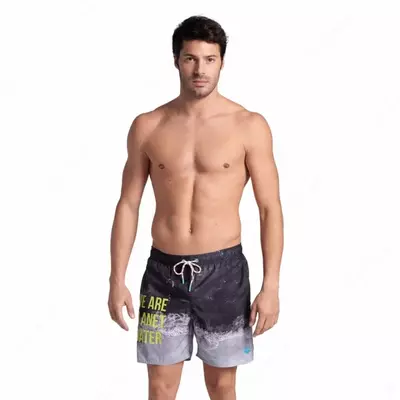 Arena Water prints erkaklar sohil shortlari, XXL, black beach soft green