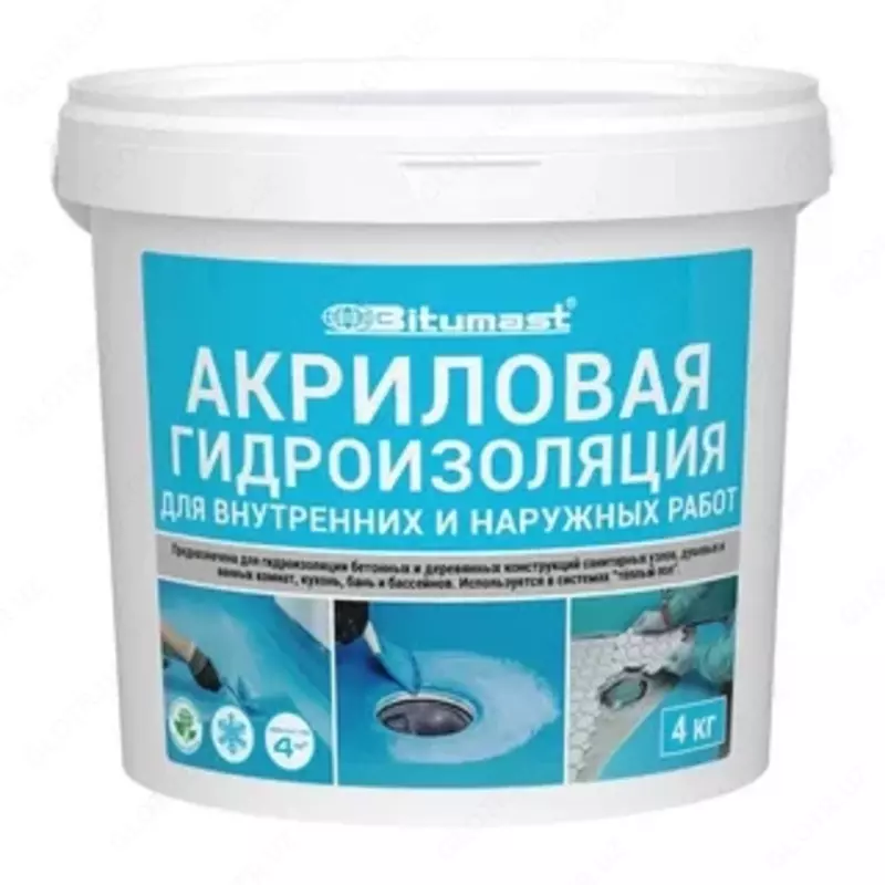 Гидроизоляция акриловая Bitumast 4кг