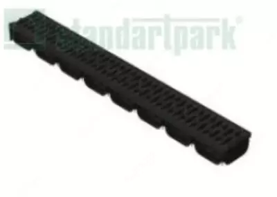 Лоток водоотводный S'park 2 пластиковый серый DN100 h70 с решеткой щелевой пластиковой кл. А15 (Комплект серый-черный)