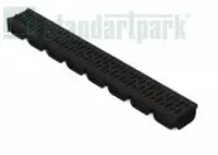 Лоток водоотводный S'park 2 пластиковый серый DN100 h70 с решеткой щелевой пластиковой кл. А15 (Комплект серый-черный)