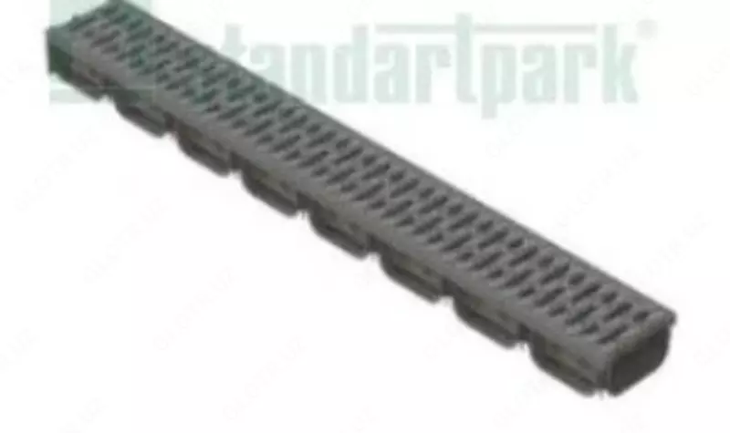 Лоток водоотводный S'park 2 пластиковый серый DN100 h70 с решеткой щелевой пластиковой кл. А15 (Комплект серый-черный) Chakana savdo