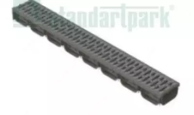 Лоток водоотводный S'park 2 пластиковый серый DN100 h70 с решеткой щелевой пластиковой кл. А15 (Комплект серый-черный) Только в розницу