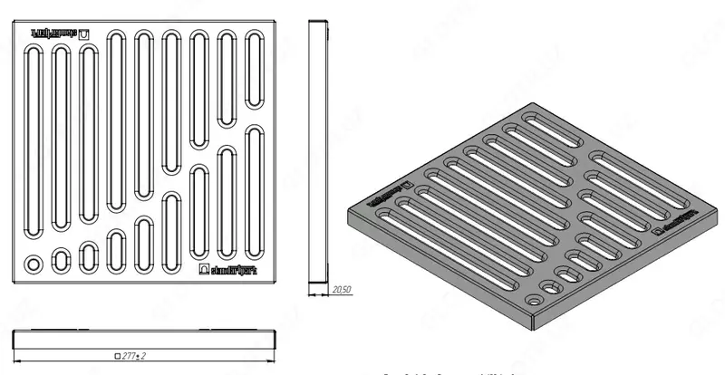 РЕШЕТКА СТАЛЬНАЯ ШТАМПОВАННАЯ BASIC ОЦИНКОВАННАЯ К ДОЖДЕПРИЕМНИКУ 300X300 КЛ. А15 - 223 000 сум