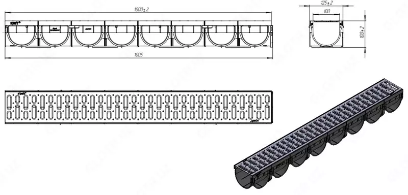 ЛОТОК ВОДООТВОДНЫЙ S’PARK 3 ПЛАСТИКОВЫЙ DN100 H100 С РЕШЕТКОЙ ЩЕЛЕВОЙ СТАЛЬНОЙ ОЦИНКОВАННОЙ (КОМПЛЕКТ) - 220 000 сум