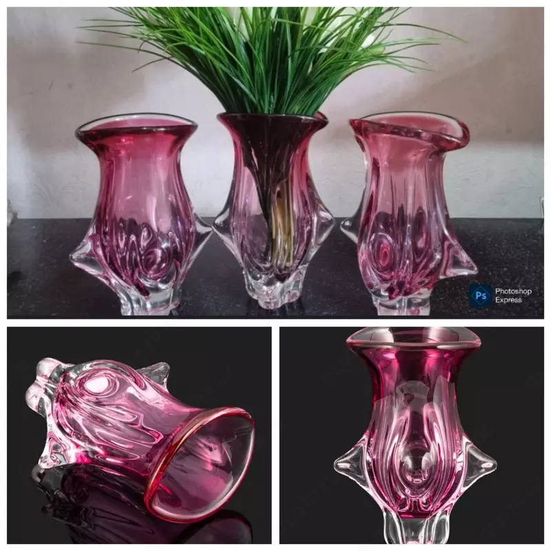 Ваза винтажная розового оттенка дизайнер Йозеф Господка Josef Hospodka