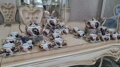 Новый Чайный сервиз Оригинал из насыщенной позолоты 3комплект