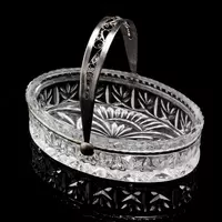 Хрустальные корзиночки советской эпохи (2 шт.) с мельхиоровыми ручками