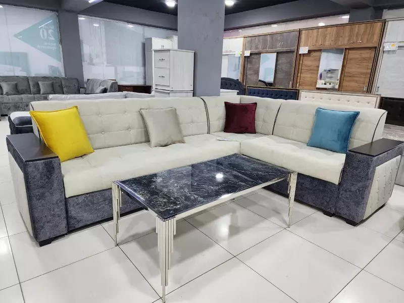 Большой модульный угловой диван с выдвижным механизмом дельфин и сундук