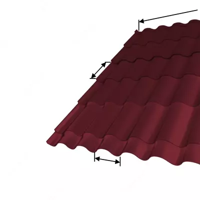 Металлочерепица Ламонтерра X NormanMP (ПЭ-01-3005-0.5) Красное вино