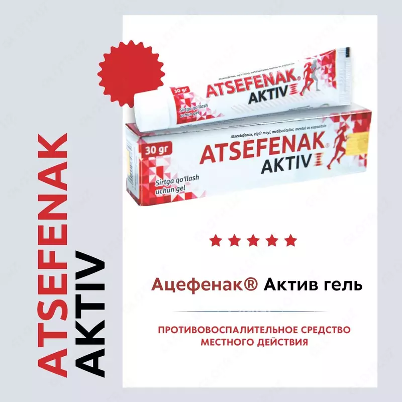 Гель Ацефенак актив для снятия воспаления и боли