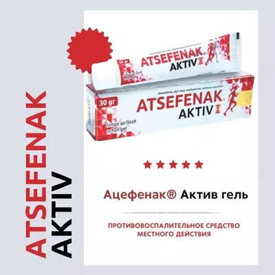 Yallig'lanish va og'riqni yo'qotish uchun faol Acefenac gel