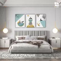 Интерьерная картина на холсте в багетной рамке (триптих) 80х180 см - 936 000 сум