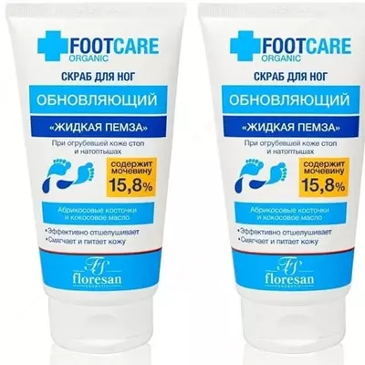Oyoq uchun skrab "Suyuq pemza" Yangilovchi Floresan Organic Foot Care