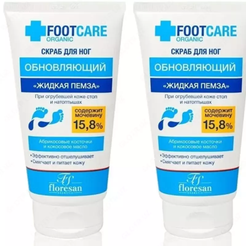 Oyoq uchun skrab "Suyuq pemza" Yangilovchi Floresan Organic Foot Care