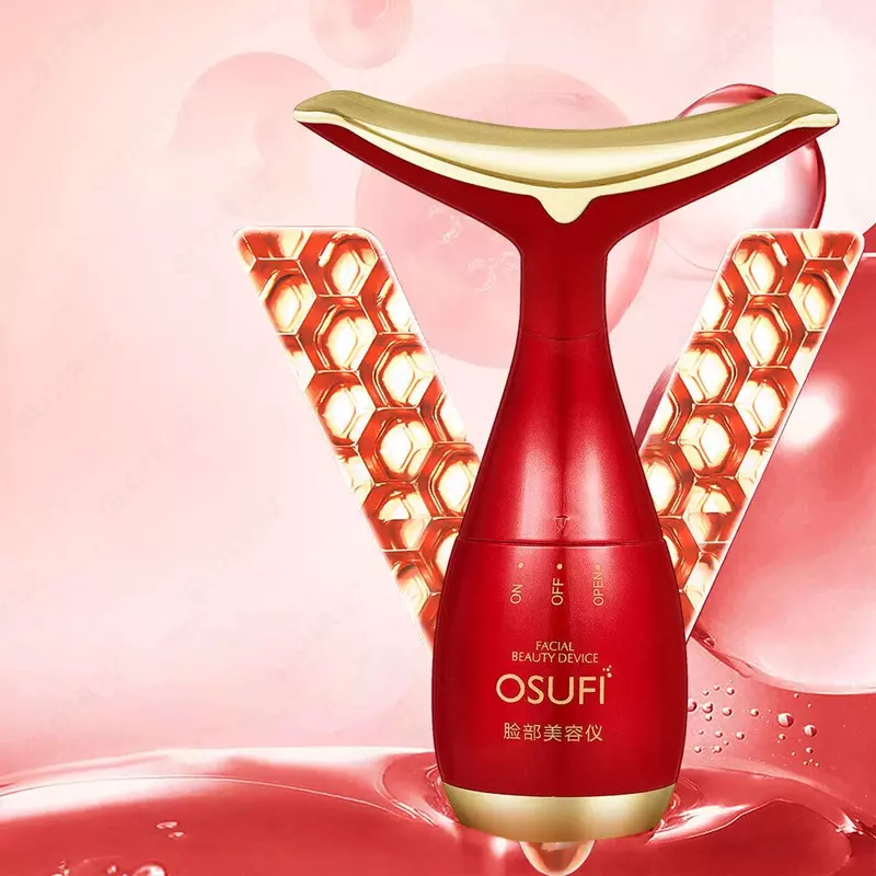 Микротоковый лифтинг массажер для лица и шеи Osufi red