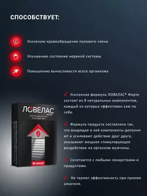 Капсулы Ловелас Форте для потенции мужчин, 16 капсул