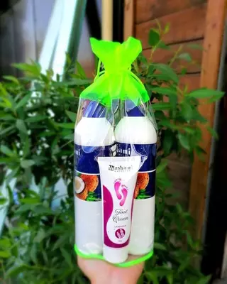 Набор (шампунь + кондиционер + крем) с протеином Washami Coconut