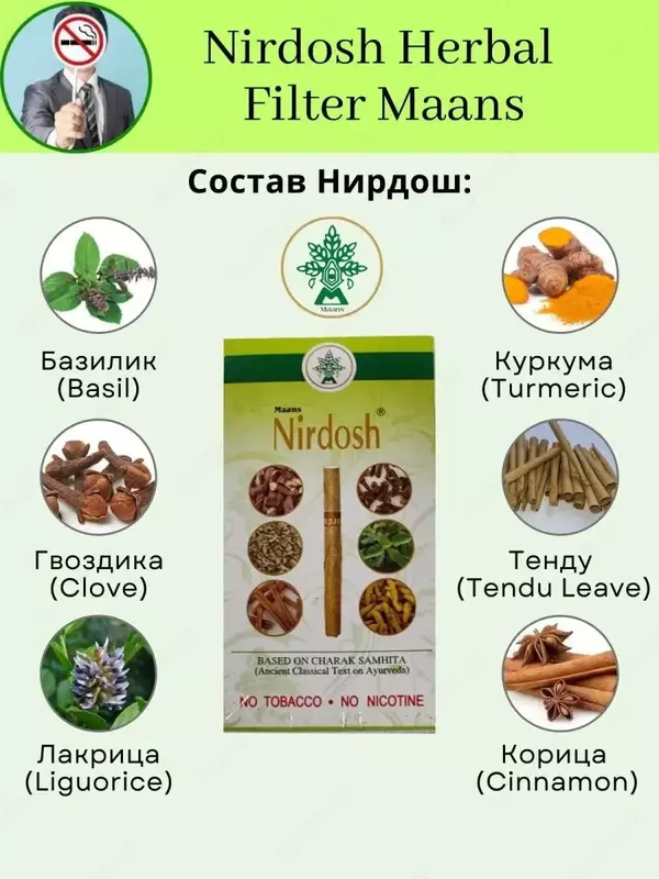 Аюрведические травяные ингаляторы Nirdosh, 10 шт.