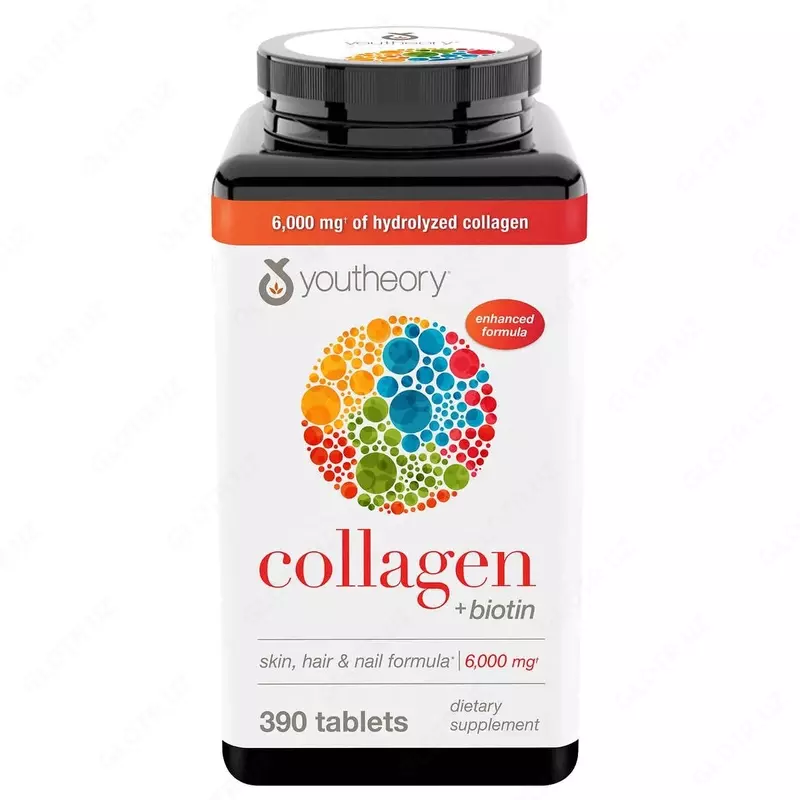 Collagen+biotin Youtheory - пищевая добавка, 390 таблеток