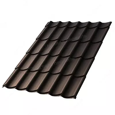 Металлочерепица МЕТАЛЛ ПРОФИЛЬ Ламонтерра X (VALORI-20-DarkBrown-0.5)