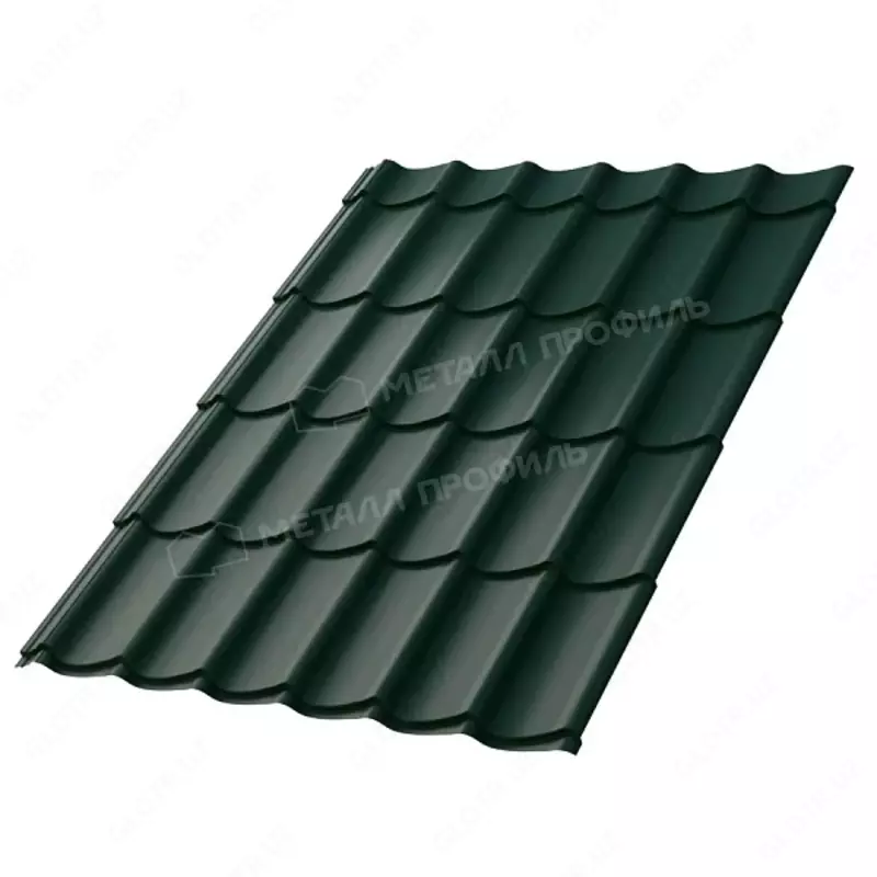 Металлочерепица МЕТАЛЛ ПРОФИЛЬ Ламонтерра X NormanMP (ПЭ-01-6005-0.5), RAL6005