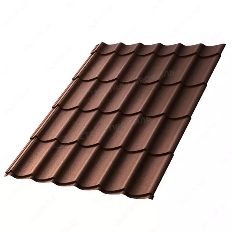 Металлочерепица МЕТАЛЛ ПРОФИЛЬ Ламонтерра X (VALORI-20-Brown-0.5)