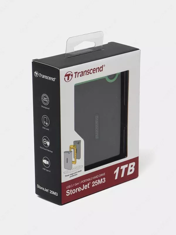   Внешний жесткий диск HDD USB 1TB TRANSCEND