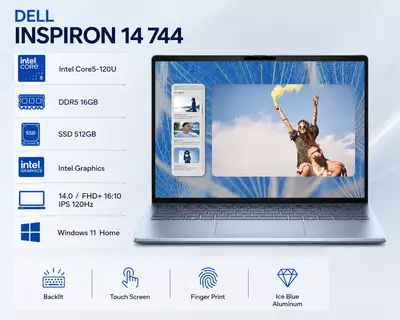 Dell Inspiron 14 7440  Intel Core 5 120U  16 GB DDR5  512 GB SSD  Intel Graphics  14 FHD+ IPS 120 Hz  Ice Blue Aluminum noutbuki