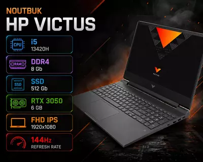 HP Victus i5 13420H DDR4 8 Gb SSD 512 Gb RTX 3050 6 GB FHD IPS 144Hz