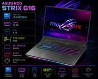 ASUS ROG Strix G16  Intel Core i7-14650HX  16 GB DDR5  1 TB SSD  NVIDIA GeForce RTX 5060 8 GB  16 WUXGA 240 Hz  Backlit  Eclipse Gray noutbuki