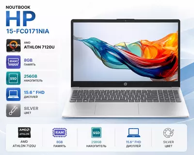 HP Laptop 15-fc0171nia  AMD Athlon 7120U  8 GB RAM  256 GB SSD  15 6 Full HD noutbuki  Silver