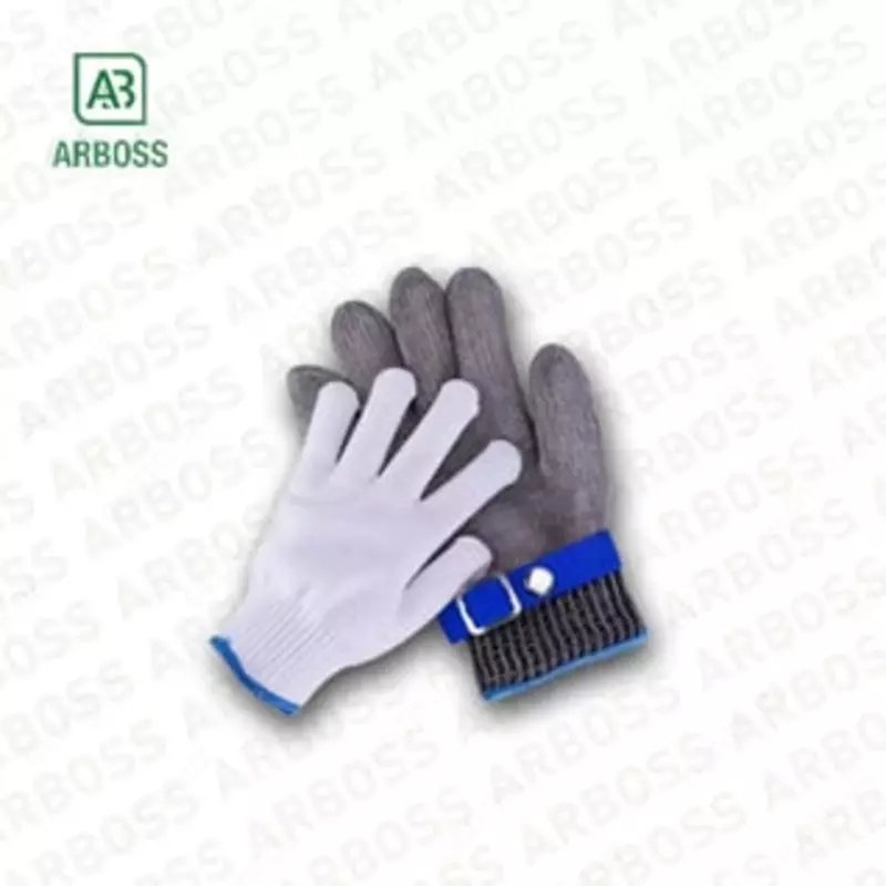 Комплект кольчужной и полиэстеровой перчаток Antikutt hanske  нерж. проволока (Серая  белая)