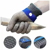  Комплект кольчужной и полиэстеровой перчаток Antikutt hanske  нерж. проволока (Серая  белая) Только в розницу