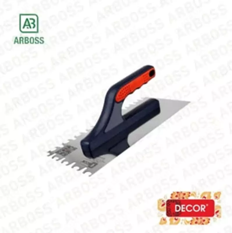  Гребенчатая гладилка (косой зуб 6х6 мм) 3k DECOR 280x130 мм  прямая  нерж. сталь 0 7 мм (Арт. - 680-006) - 