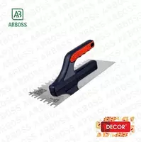  Гребенчатая гладилка (косой зуб 6х6 мм) 3k DECOR 280x130 мм  прямая  нерж. сталь 0 7 мм (Арт. - 680-006) - 