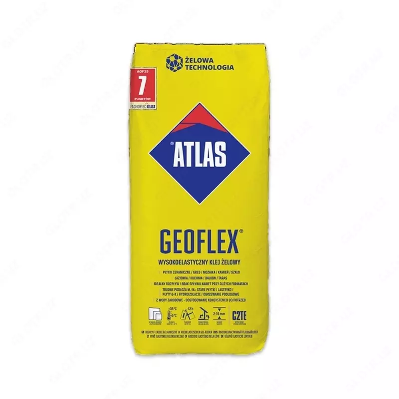 ATLAS GEOFLEX (25 кг) – высокоэластичный клей для плитки и камня.