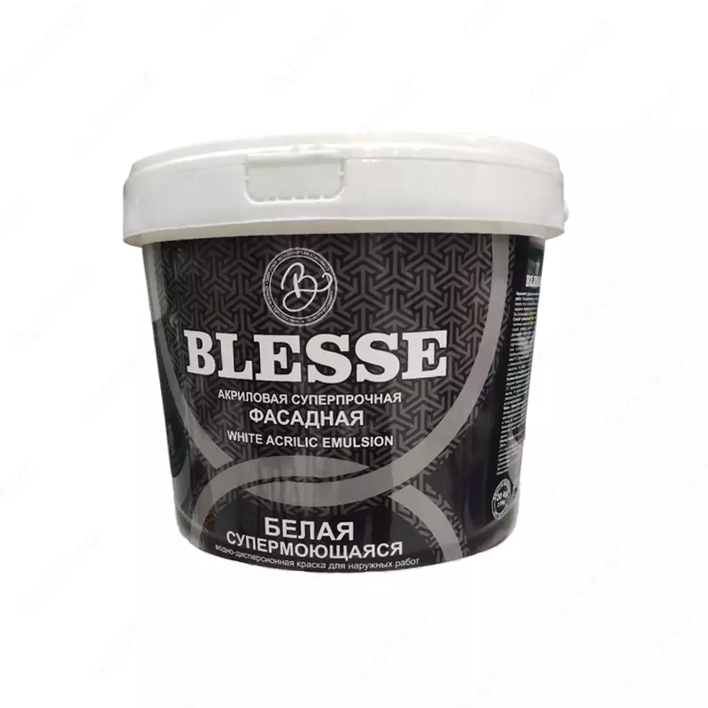 BLESSE Акриловая фасадная белая краска (20 кг) – высококачественная акриловая краска разработанная для защитной отделки фасадов зданий с высокой эксплуатационной нагрузкой.