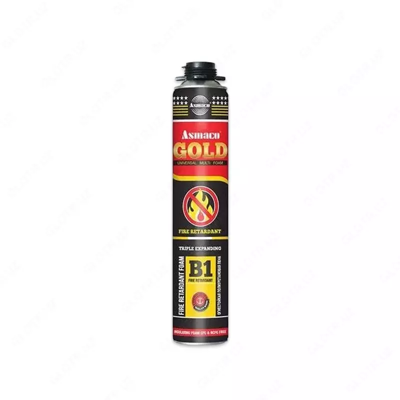Olovga chidamli poliuretanli pena (B1) ASMACO GOLD — bu tez qotadigan bir komponentli olovga qarshi poliuretanli pena
