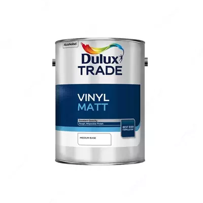 Dulux Trade Vinyl Matt Medium Base (5 л)— высококачественная водоэмульсионная матовая краска.