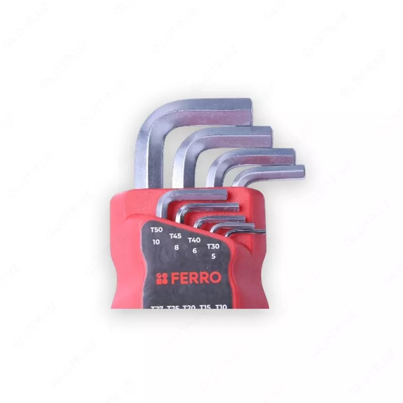 Набор ключей шестигранных Ferro L 9pcs— это комплект из 9 L-образных шестигранных ключей