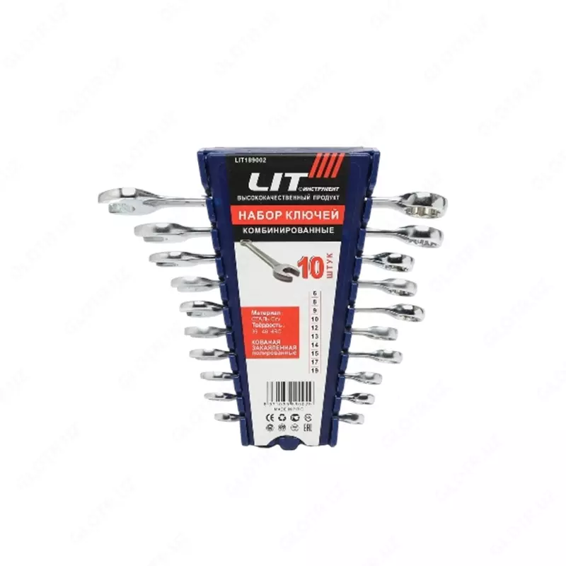 Lit 10 dona kombinatsiyalashgan kalitlar to‘plami— bu 10 dona ochiq og‘iz va halqali qismni birlashtirgan kombinatsiyalashgan kalitlardan iborat to‘plam.