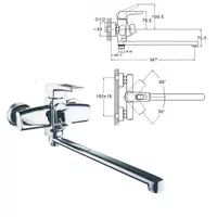 Смеситель NEF7-A232 — это двухвентильный смеситель для ванны с поворотным изливом