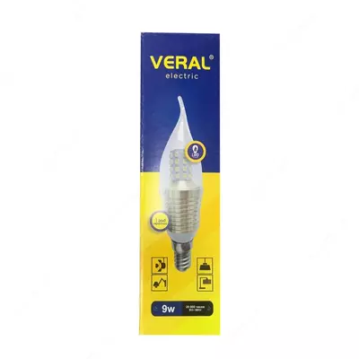 VERAL LED QANDIL E14-9W 6000K 220-240VAC lampasi VERAL LED QANDIL E14-9W 6000K 220-240VAC lampasi