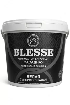 BLESSE Акриловая фасадная белая краска (20 кг) – высококачественная акриловая краска разработанная для защитной отделки фасадов зданий с высокой эксплуатационной нагрузкой.