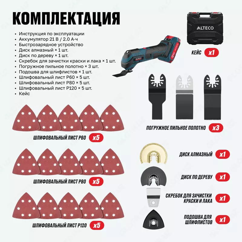 Simsiz universal kesgich / ta'mirlash moslamasi ALTECO CMT 21-32