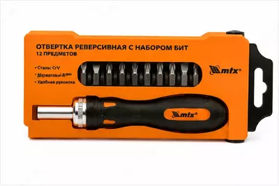 SPARTA реверсивная отвертка с набором бит  12 предметов