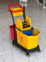 Tozalash uchun plastik aravacha  4 chelak