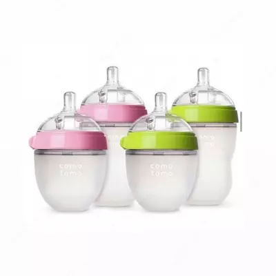 Comotomo бутылочка для кормления, 250 мл и 125 мл, розовый и зеленый