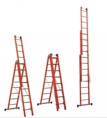 Двухсекционная диэлектрическая лестница-стремянка FS220 (3x14)-FS205-FS190- FS175-FS9 (2x16)-FS8-FS7-FS6-FS65