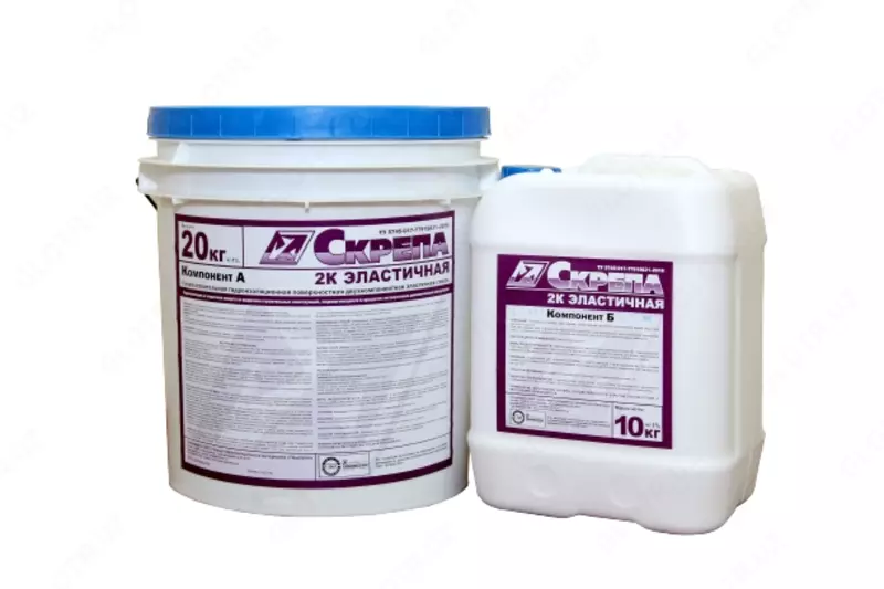 Скрепа 2к двухкомпонентная эластичная для гидроизоляции Skrepa 2K